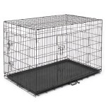 Cage pour chien chat - noir - 121 x 74 x 80 cm - 2 portes - plateau en plastique - métal pliante Cage pour chien chat - noir - 121 x 74 x 80 cm - 2 portes - plateau en plastique - métal pliante