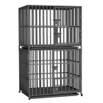 Cage pour chien grande taille à deux niveaux caisse de transport sur roulettes 95x57x144cm Cage pour chien grande taille à deux niveaux caisse de transport sur roulettes 95x57x144cm
