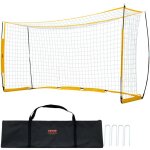 Cage de foot - vevor - acier fibre de verre filet pe 378x195cm - sac de transport pratique - entra�nement ...