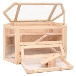 Cage  hamster - bois massif de sapin - 80x40x43 cm - intrieur - montage facile - beige