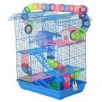 Pawhut - cage - mtal - 47x30x59cm - bleu