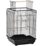 Cage � oiseaux - pawhut - avec mangeoires perchoirs plateau amovible poign�e transport - m�tal - 40x40x59cm ...