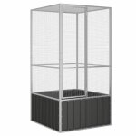 Cage à oiseaux - anthracite - 111x107x2115 cm - acier galvanisé - extérieur - grande taille Cage à oiseaux - anthracite - 111x107x2115 cm - acier galvanisé - extérieur - grande taille