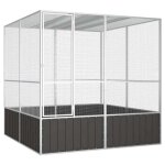 Cage à oiseaux - anthracite - 2135x2175x2115 cm - acier galvanisé - extérieur - grande taille Cage à oiseaux - anthracite - 2135x2175x2115 cm - acier galvanisé - extérieur - grande taille