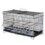 Cage � oiseaux - pawhut - mangeoires perchoirs 4 portes plateau amovible poign�e transport - m�tal pp ...