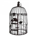 Cage  oiseaux - non spcifi - ronde - fer patin marron - 19x19x42cm - intrieur