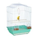 Relaxdays cage � oiseaux m�tal pour petits canaris perchoirs & mangeoires hlp 495 x 35 x 32 cm bleu clair ...