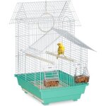 Relaxdays cage � oiseaux m�tal pour de petits canaris perchoirs & mangeoires 50 x 425 x 335 cm bleu clair ...