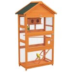 Cage à oiseaux - pawhut - en bois - toit asphalte imperméable - pour perruche calopsitte conure canaris ... Cage à oiseaux - pawhut - en bois - toit asphalte imperméable - pour perruche calopsitte conure canaris ...