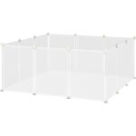 Pawhut - enclos pour petits animaux - r�sine - 105x105x45cm - blanc