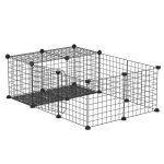 Enclos pour petits animaux - pawhut - parc pour lapins cochons dinde rongeurs modulable - m�tal - noir ...