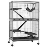 Cage pour rongeurs pawhut multifonction 4 plateformes 3 rampes 4 portes dim. 80l x 52l x 128h cm acier ...