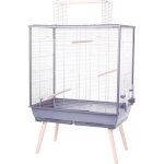 Cage surleve pour oiseau - zolux - nolife - pour perruche calopsitte canari - 81 x 48 x 130 cm - gris ...