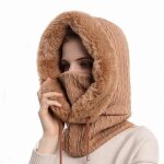 Cagoule dhiver pour femmes - leoclotho - bonnet cache - cou élastique - jaune - polyester Cagoule dhiver pour femmes - leoclotho - bonnet cache - cou élastique - jaune - polyester