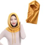 Cagoule laine - bonnet echarpe - jaune - tour de cou femme - homme - enfant - bonnet laine - ski - capuche ...