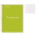Cahier - a4 (21x297cm) - grands carreaux - 80 pages - couverture en polypro vert citron - � spirale - ...