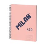 Cahier - a4 - spirales - petits carreaux - 80 feuilles - couverture rigide - rose