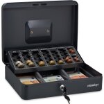 Relaxdays caisse  monnaie verrouillable monnayeur acier 2 cls pices et billets hlp : 9 x 30 x 235 ...