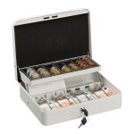 Relaxdays caisse  monnaie verrouillable monnayeur & 4 compartiments  billets fer hlp 85 x 305 x 245 ...