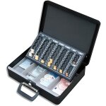 Caisse � monnaie - pavo - europa - acier gris fonc� - verrouillage � cl� - r�sistante