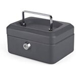 Caisse � monnaie - pavo - m�tal - 2 cl�s - plateau amovible - 15x12x8 cm - gris