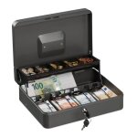 Relaxdays caisse � monnaie verrouillable compartiments pour pi�ces et billets fer hlp 85 x 305 x 245 ...