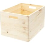Caisse de rangement en bois - kesper - taille l - naturel - beige - bois massif - empilable