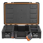 Caisse de rangement - neo tools - 84 - 255 - plastique - noir - organiseur avec couvercle transparent ...