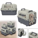 Caisse de transport arien pour chien et chat - xmtech - 67x51x585 cm - gris - avion