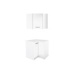 Caissons dangle de cuisine - 1 meuble bas & 1 meuble haut - 2 portes - blanc brillant - trattoria Caissons dangle de cuisine - 1 meuble bas & 1 meuble haut - 2 portes - blanc brillant - trattoria