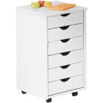 Caisson de bureau 6 tiroirs - paris prix - school - bois massif - blanc