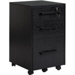 Caisson de bureau - homcom - rangement roulettes 3 tiroirs verrouillable trieur dossiers - mdf - noir ...