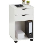 Caisson de bureau kano meuble de rangement sur roulettes avec 2 tiroirs et 1 niche en pin massif lasur� ...