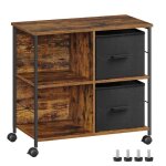 Caisson de bureau mobile tagres ouvertes pour format a4 dossiers suspendus bureau marron rustique et ...