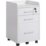 Caisson de bureau - homcom - rangement roulettes 3 tiroirs verrouillable trieur dossiers - bois - blanc ...