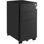 Caisson de bureau - vasagle - placard de rangement mobile - noir - 30 x 46 x 592 cm - avec roulettes ...