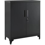Caisson de bureau verrouillable meuble de rangement en acier pour bureau salon noir
