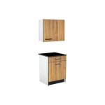 Caissons de cuisine - 1 meuble bas & 1 meuble haut - 2 portes & 1 tiroir - naturel & noir - trattoria ... Caissons de cuisine - 1 meuble bas & 1 meuble haut - 2 portes & 1 tiroir - naturel & noir - trattoria ...