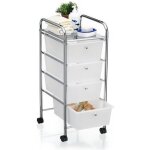 Caisson sur roulettes sano chariot avec 4 tiroirs en plastique blanc transparent et 1 �tag�re rangement ...