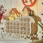 Calendrier de lavent 2024 - bois - 24 tiroirs - clairage led - design cratif - mixte