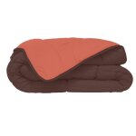 Calgary - couette chaude microfibre 400 gr / m2 - chocolat & corail - 200 x 200 cm
