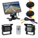 Cam�ra de recul avec c�ble dextension lcc� 7 pouces tft lcd ecran de v�hicule + 2 cam�ras arri�re ir ...