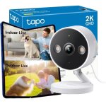 Camra de scurit wi - fi intelligente enfichable 2k 4mp tapo c120 - blanc - magntique