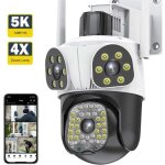 Camra de surveillance 12mp triple objectif zoom 4x camra wifi ip camra de scurit sans fil extrieure ...