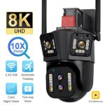 Camera de surveillance 16mp prumya8k zoom 10x a lexterieur quatre objectifs trois ecrans ptz camera wifi ...