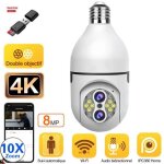 Cam�ra de surveillance int�rieure ampoule 4k 8mp zoom 10x s�curit� � domicile wifi suivi automatique ...