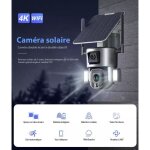 Cam�ra de surveillance - hd4k - solaire 4k 8mp - wifi - 360� - zoom optique 10x