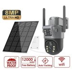 Camra de surveillance wifi double vue - prumya - 8mp infrarouge 30m angle large 270 - batterie 12 000 ...