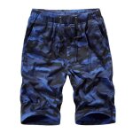 Camouflage cargo short homme taille elastique coupe droite bermuda ete en coton tissu confortable - bleu ...