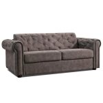 Canap 2 - 3 places chesterfield convertible express 160 cm sommier lattes matelas 16 velours gris lphant ...